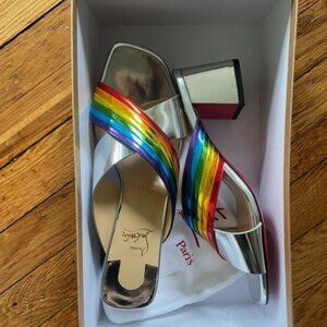 Christian Louboutin Arkenmule 55 Specchio in SIlver/Multi Size 40